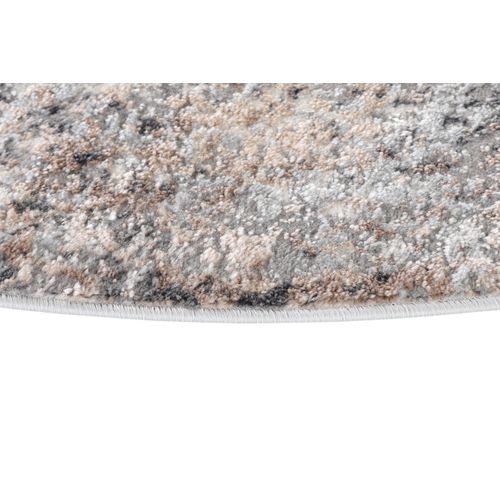 Valley Rond Tapis Poil Court Vintage Beige Gris Clair 240x240cm