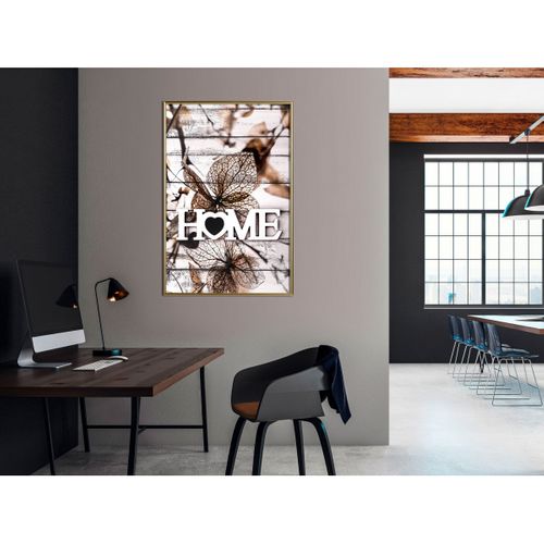 Affiche Murale Encadrée "family Home" 40 X 60 Cm Doré