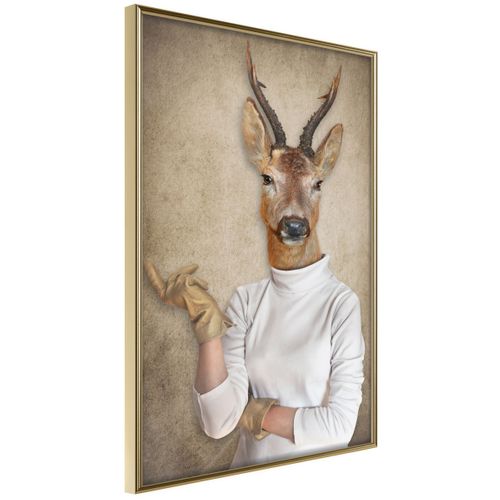 Affiche Murale Encadrée "animal Alter Ego Capreolus" 30 X 42 Cm Doré