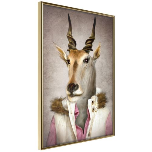Affiche Murale Encadrée "animal Alter Ego Antelope" 30 X 42 Cm Doré