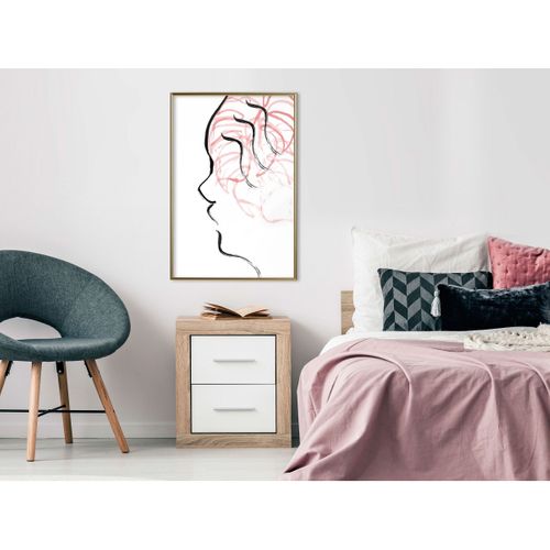 Affiche Murale Encadrée "agitated Thoughts" 40 X 60 Cm Doré