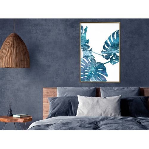 Affiche Murale Encadrée "sapphire Monstera" 40 X 60 Cm Doré