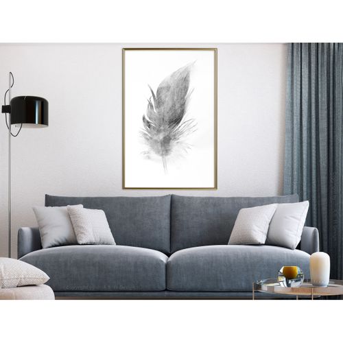 Affiche Murale Encadrée "lost Feather Grey" 40 X 60 Cm Doré