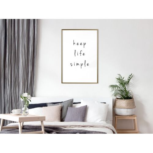 Affiche Murale Encadrée "simple Life" 40 X 60 Cm Doré