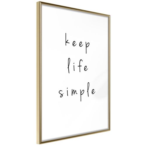 Affiche Murale Encadrée "simple Life" 30 X 42 Cm Doré