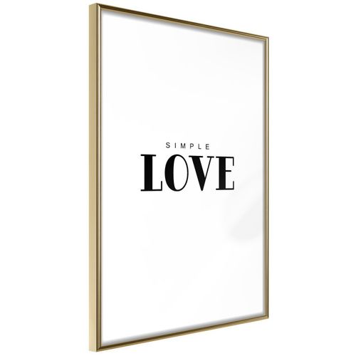 Affiche Murale Encadrée "simple Love" 21 X 30 Cm Doré