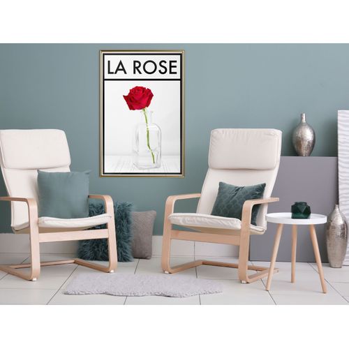 Affiche Murale Encadrée "rose In The Vase" 40 X 60 Cm Doré