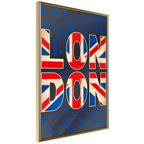 Affiche Murale Encadrée "london" 21 X 30 Cm Doré