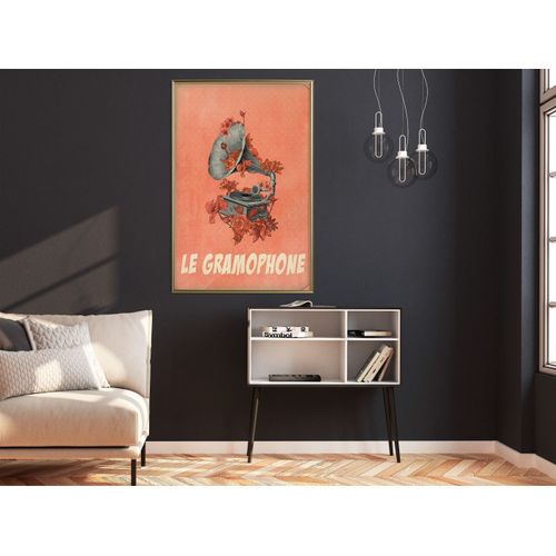 Affiche Murale Encadrée "retro Music" 40 X 60 Cm Doré