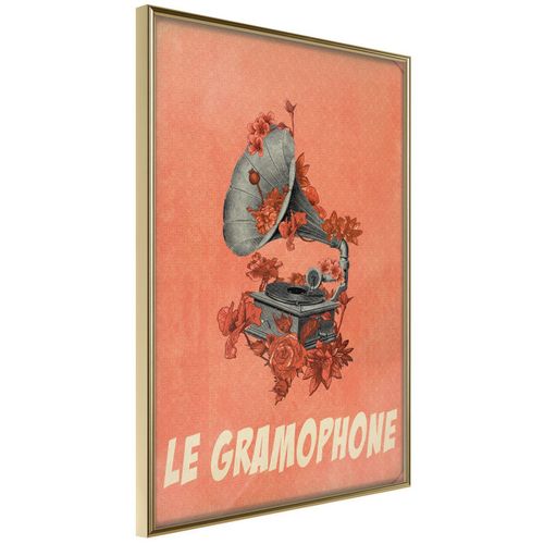 Affiche Murale Encadrée "retro Music" 21 X 30 Cm Doré