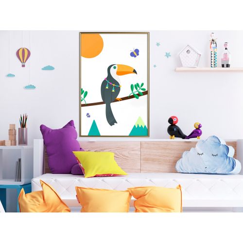 Affiche Murale Encadrée "fairy-tale Toucan" 40 X 60 Cm Doré