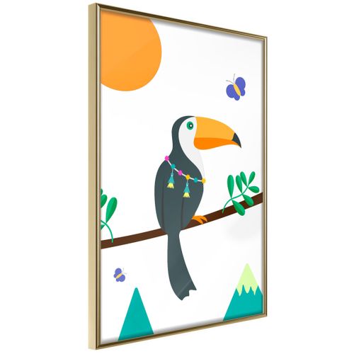 Affiche Murale Encadrée "fairy-tale Toucan" 30 X 42 Cm Doré