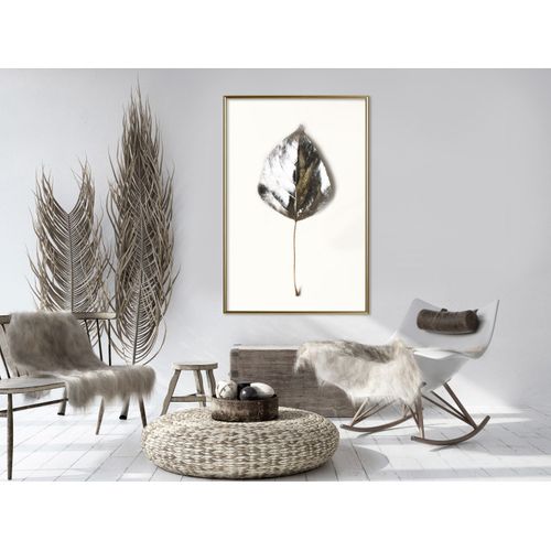 Affiche Murale Encadrée "silvery Leaf" 40 X 60 Cm Doré