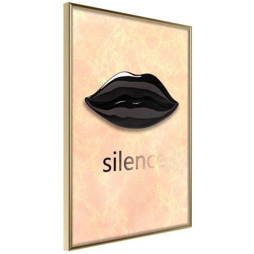 Affiche Murale Encadrée "silent Lips" 30 X 42 Cm Doré