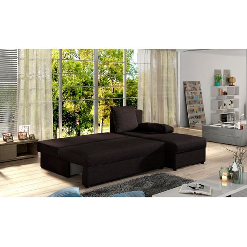 Canapé D'angle Réversible 3 Places Dina Convertible En Tissu - Marron