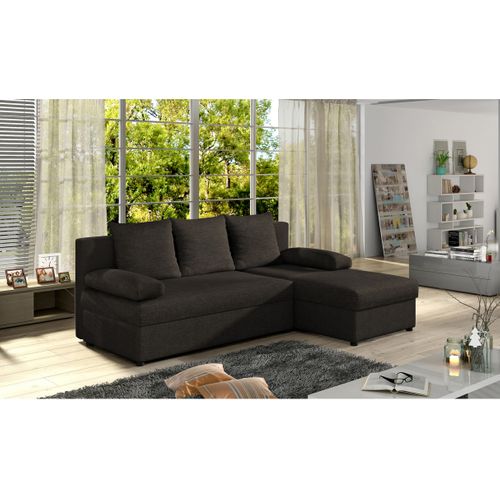 Canapé D'angle Réversible 3 Places Dina Convertible En Tissu - Marron