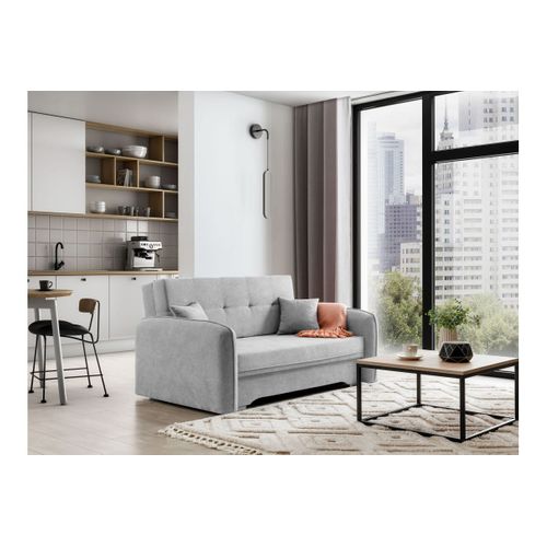 Canapé Convertible 2 Places Soraya En Tissu - Gris Perle
