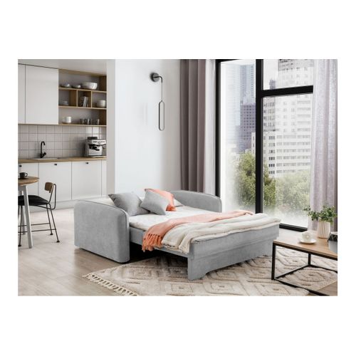 Canapé Convertible 2 Places Soraya En Tissu - Gris Perle