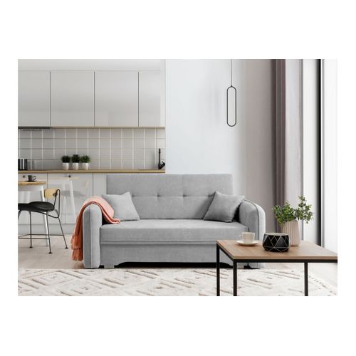 Canapé Convertible 2 Places Soraya En Tissu - Gris Perle