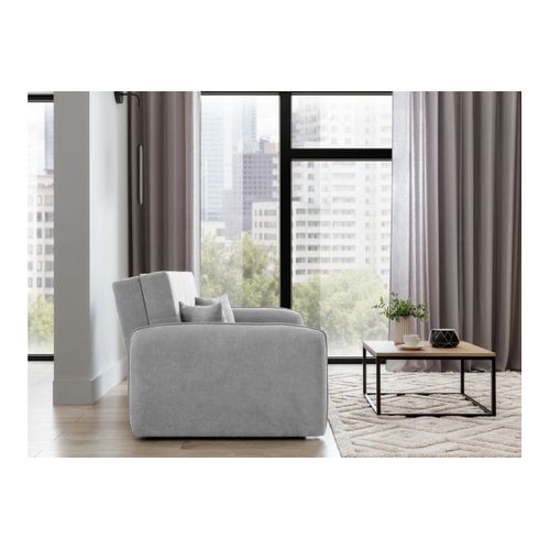 Canapé Convertible 2 Places Soraya En Tissu - Gris Perle