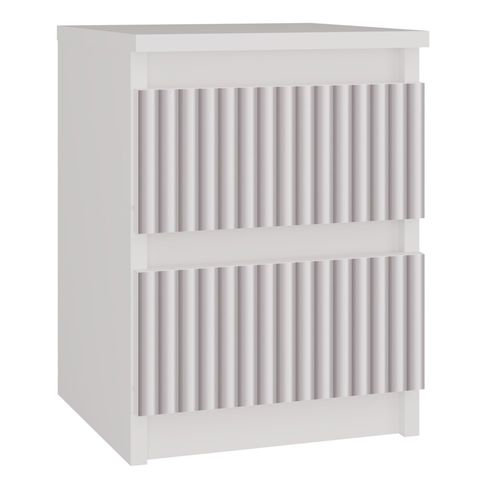 Aster  Table De Chavet Style Scandinave 30x30x40 Cm  Chevet 2 Tiroirs  Blanc Et Rose