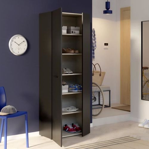 Armoire à Chaussures - Noir - 18 Paires - 68,7 X 36,5 X 181,1 Cm