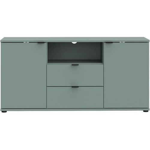 Meuble TV - Ganymede - Sauge - 2 Portes, 2 Tiroirs, 1 Niche - 129,8 X 41,3 X 63,1 Cm
