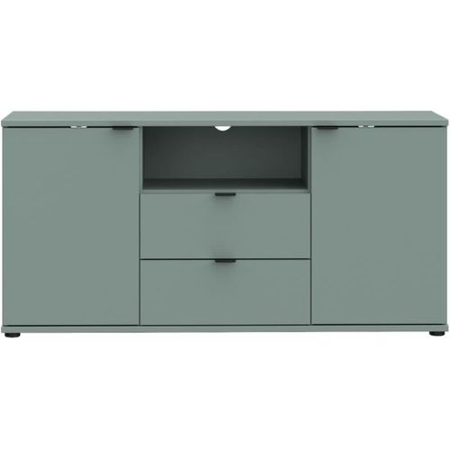 Meuble TV - Ganymede - Sauge - 2 Portes, 2 Tiroirs, 1 Niche - 129,8 X 41,3 X 63,1 Cm