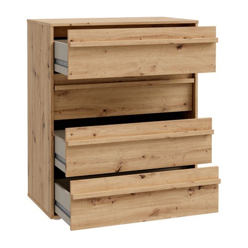 Commode TIANA 4 tiroirs imitation chêne