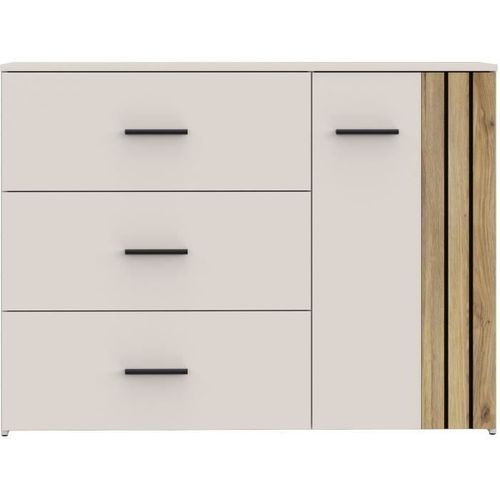Commode - Waikato - 3 Tiroirs - 1 Porte - Blanc - 119,9 X 41,3 X 89,7 Cm