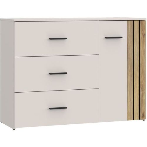 Commode - Waikato - 3 Tiroirs - 1 Porte - Blanc - 119,9 X 41,3 X 89,7 Cm