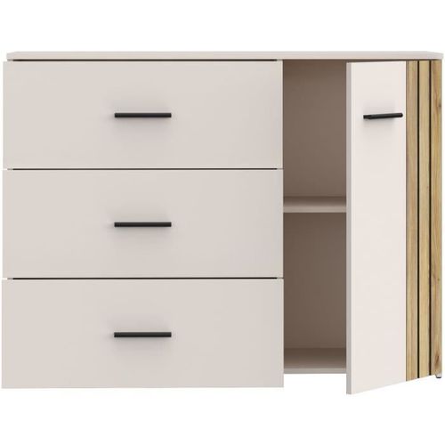 Commode - Waikato - 3 Tiroirs - 1 Porte - Blanc - 119,9 X 41,3 X 89,7 Cm