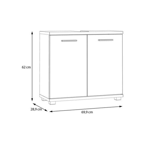 Champ Meuble Sous-lavabo 2 Portes 69,9×28,9×62 Cm Chêne/vert Sauge