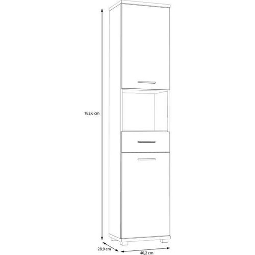 Colonne De Salle De Bain - Chene Artisan / Vert Sauge - 2 Portes - 40,2 X 28,9 X 183,6 Cm