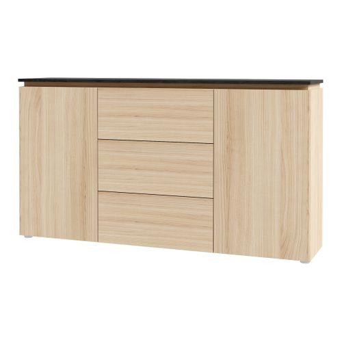 Buffet 2P/3T L. 150 BRUNE Imitation chêne/bêton foncé