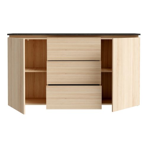 Buffet 2P/3T L. 150 BRUNE Imitation chêne/bêton foncé