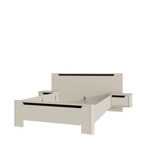 Lit 140x190 cm chevets suspendu VICTOR couleur sable