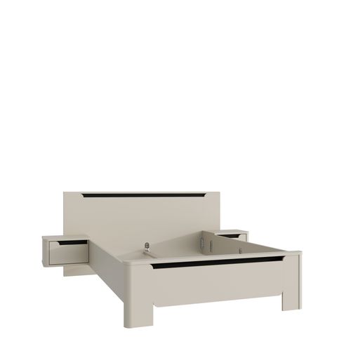 Lit 140x190 cm chevets suspendu VICTOR couleur sable