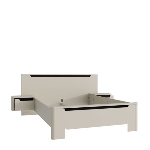 Lit 140x190 cm chevets suspendu VICTOR couleur sable