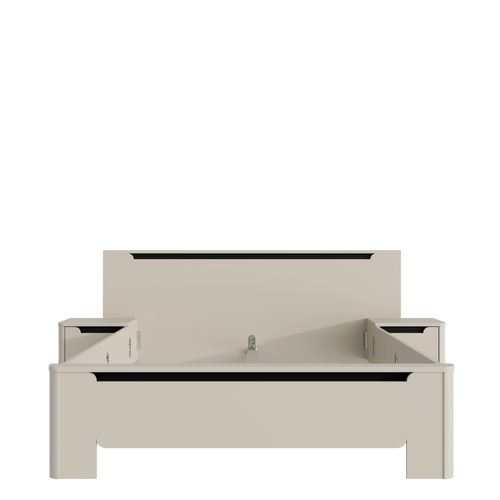 Lit 160x200 cm chevets VICTOR suspendus couleur sable