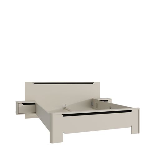 Lit 160x200 cm chevets VICTOR suspendus couleur sable