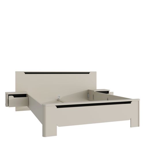 Lit 160x200 cm chevets VICTOR suspendus couleur sable