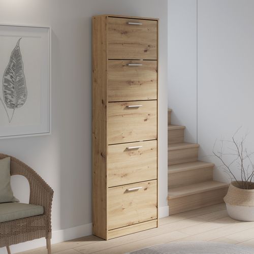 Meuble à chaussures 5 abattants MARIUS imitation chêne