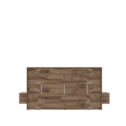 Lit coffre 140x190cm chevets RICCIANO imitation chêne et grège