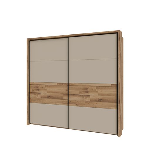 Armoire 2 portes coulissantes RICCIANO imitation chêne et grège