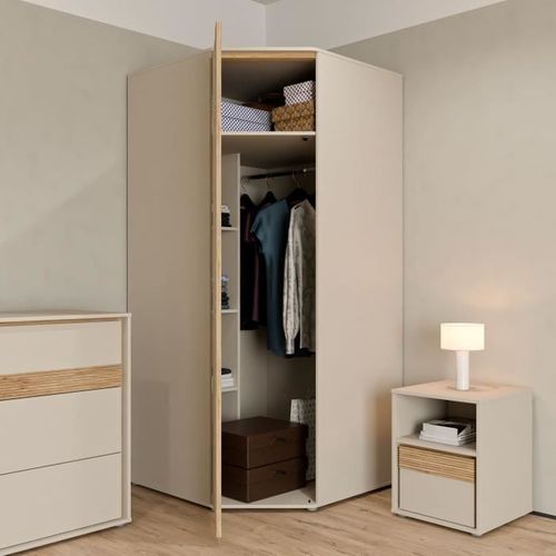Armoire D'angle - Wexlin - Sable / Chene - 1 Porte Battante - 92,2 X 92,2 X 193,7 Cm