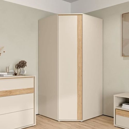 Armoire D'angle - Wexlin - Sable / Chene - 1 Porte Battante - 92,2 X 92,2 X 193,7 Cm