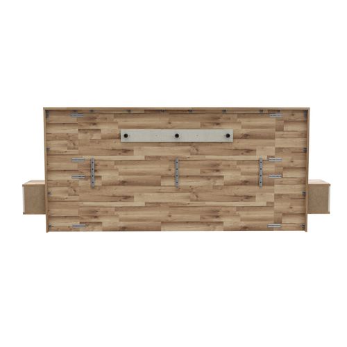 Lit 180x200cm chevets intégrés RICCIANO imitation chêne et grège