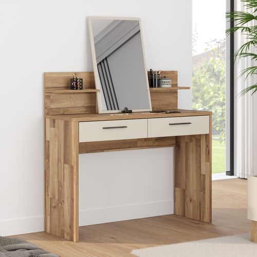 Coiffeuse RICCIANO imitation chêne et grège