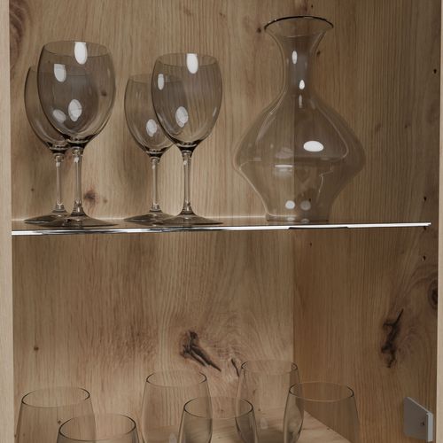 Ensemble Meuble TV Paroi - Zumba - Sable / Chene - 300 X 41 X 200,9 Cm - Eclairage LED Inclus